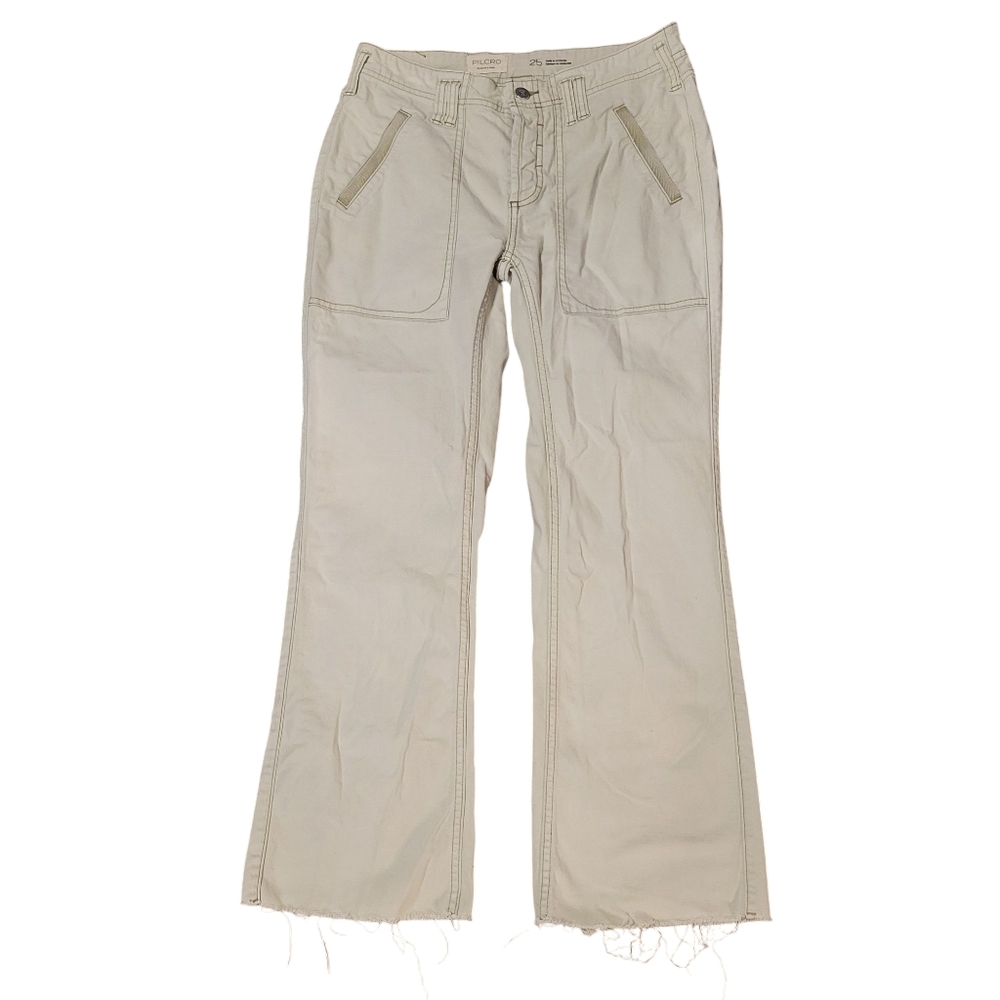 Pilcro Anthropologie Beige Bootcut Raw Hem Pants